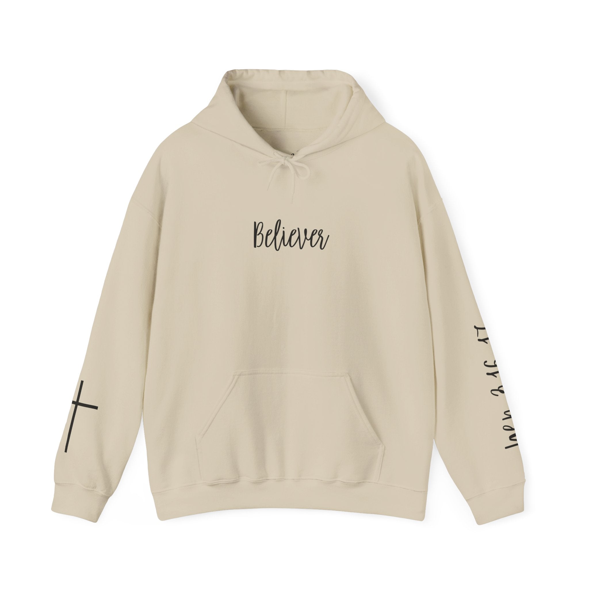 Believer Hoodie - 'Don't Stop Believing That He Is Good' Scripture & Cross